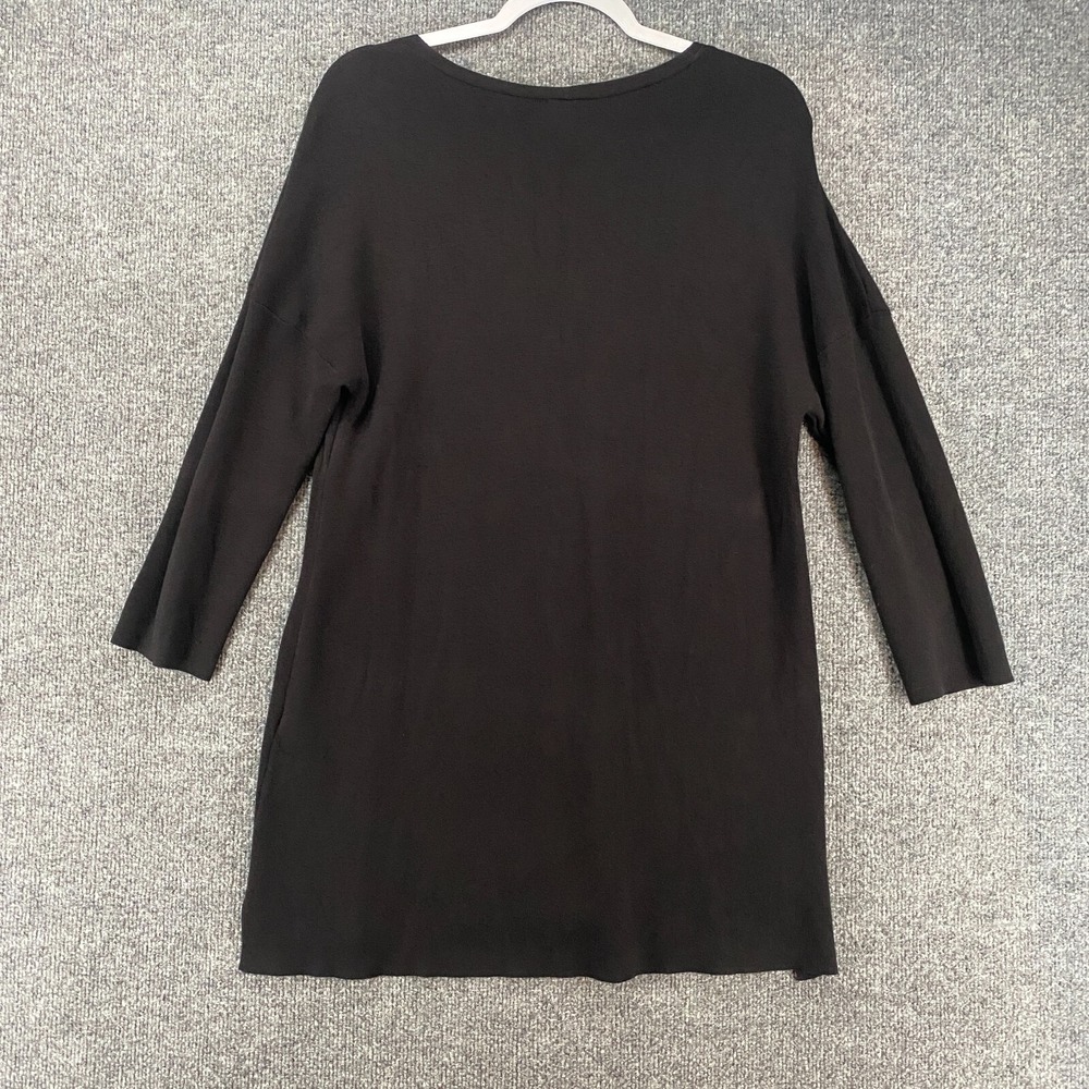 Chicos Sweater Womens M Tunic Black Velvet Burnout V-Neck Casual Whimsigoth Boho - Picture 3 of 7